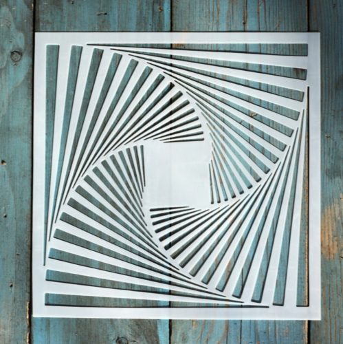 geometriai mintás műanyag sablon 20x20 cm-es DIY festő  stencil