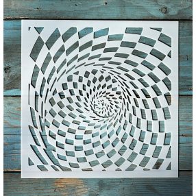   geometriai mintás műanyag sablon 20x20 cm-es DIY festő  stencil