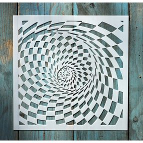   geometriai mintás műanyag sablon 20x20 cm-es DIY festő  stencil