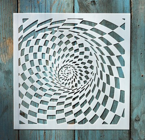 geometriai mintás műanyag sablon 20x20 cm-es DIY festő  stencil