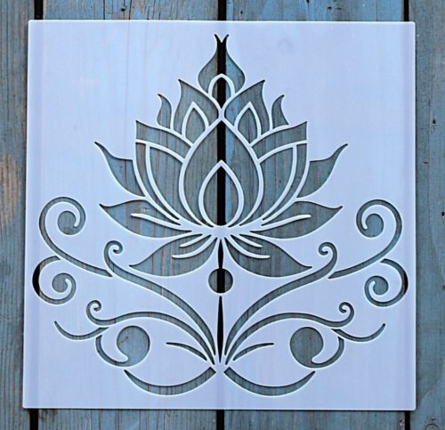 20x20cm- es lútusz virág  mintás sablon DIY stencil