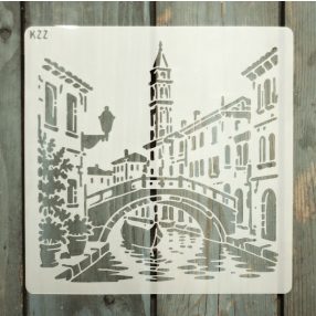 20x20cm- es velencei életkép  mintás sablon DIY stencil
