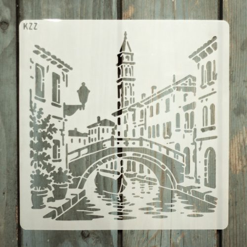 20x20cm- es velencei életkép  mintás sablon DIY stencil