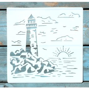 20x20cm- es világítótorony mintás sablon DIY stencil