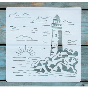 20x20cm- es világítótorony mintás sablon DIY stencil