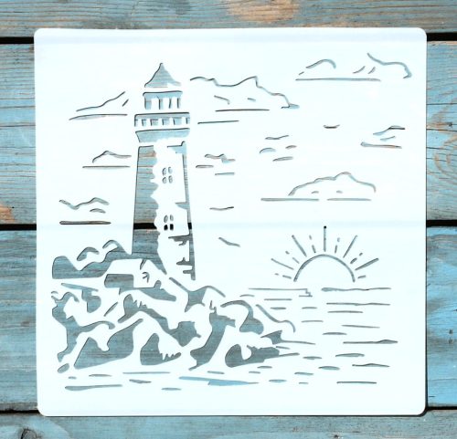 20x20cm- es világítótorony mintás sablon DIY stencil