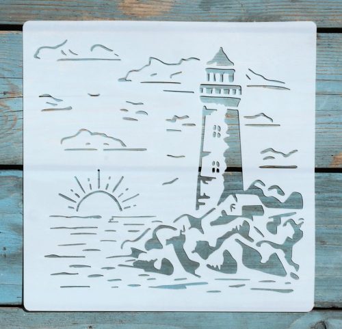 20x20cm- es világítótorony mintás sablon DIY stencil