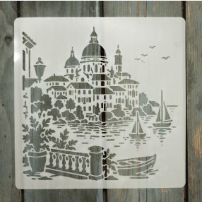 20x20cm- es velencei életkép mintás sablon DIY stencil