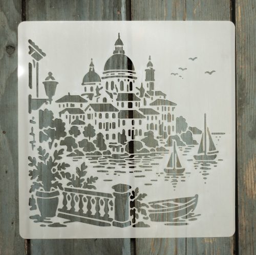 20x20cm- es velencei életkép mintás sablon DIY stencil