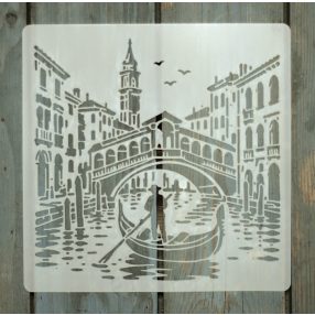 20x20cm- es velencei életkép mintás sablon DIY stencil
