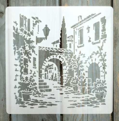 20x20cm- es velencei életkép mintás sablon DIY stencil