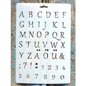   Vèkony nyomtatott abc  betű ès szàm műanyag sablon 26x17cm-es DIY stencil