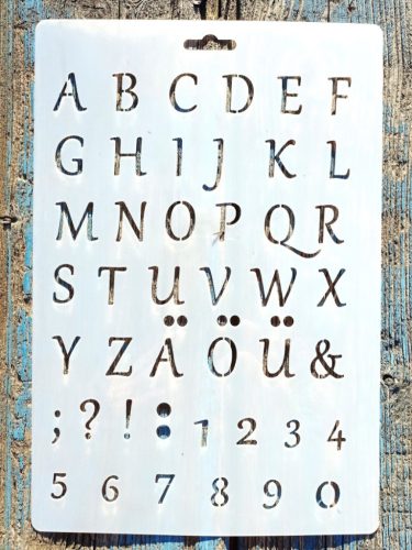 Vèkony nyomtatott abc  betű ès szàm műanyag sablon 26x17cm-es DIY stencil