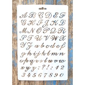   Írott félkövér ABC betű ès szàm sablon 26x17cm-es DIY műanyag stencil