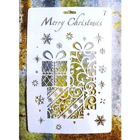   karácsonyi Ajàndèk doboz mintàs műanyag sablon 26x17cm-es DIY festő stencil