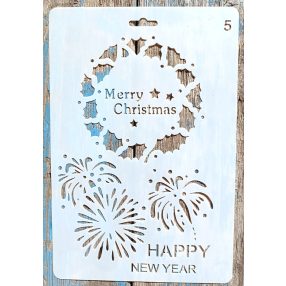   karácsonyi /happy new year DIY festő stencil 26x17cm-es  műanyag  sablon 