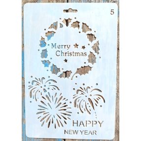   karácsonyi /happy new year DIY festő stencil 26x17cm-es  műanyag  sablon 