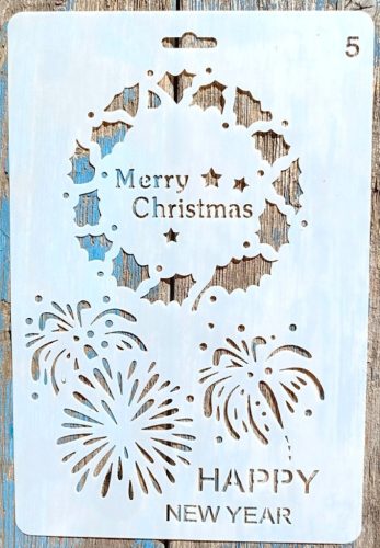 karácsonyi /happy new year DIY festő stencil 26x17cm-es  műanyag  sablon 