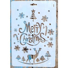 Merry Christmas stencil sablon  26x17cm-es