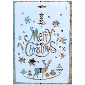 Merry Christmas stencil sablon  26x17cm-es