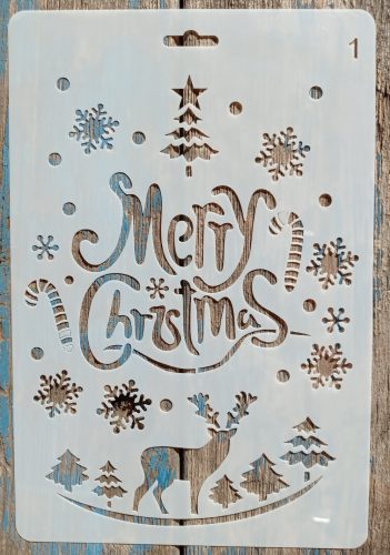 Merry Christmas  stencil sablon 26x17cm-es
