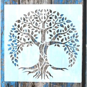   30x30 cm-es mandala életfa mintás festősablon, műanyag DIY stencil