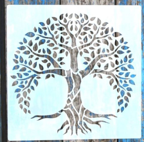 30x30 cm-es mandala életfa mintás festősablon, műanyag DIY stencil