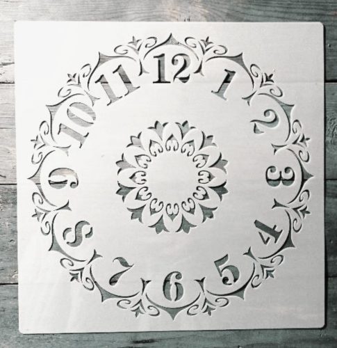 Óra mintàs műanyag stencil 30x30 cm-es DIY festő sablon  