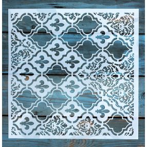   30x30 cm-es Barokk mintás műanyag festősablon  DIY stencil falra, bútorra