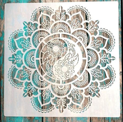  YingYang műanyag mandala sablon 30x30 cm-es festő stencil