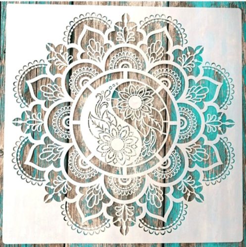  YingYang műanyag mandala sablon 30x30 cm-es festő stencil