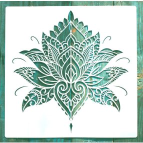    lótuszviràgos műanyag festő sablon 30x30 cm-es DIY stencil