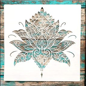    lótuszviràgos műanyag festő sablon 30x30 cm-es DIY stencil