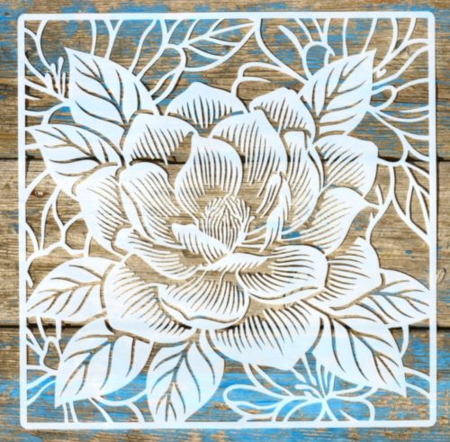  viràgos műanyag festő sablon 30x30 cm-es DIY stencil