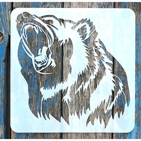   30x30 cm-es grizzly medve  mintás festő sablon műanyag stencil