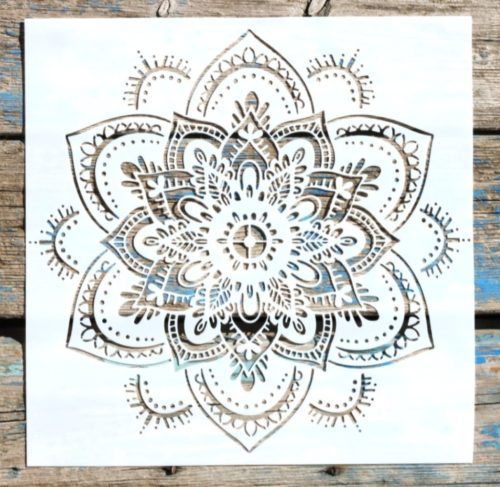 mandala mintás műanyag sablon 30x30 cm-es festő DIY stencil falra, bútorra