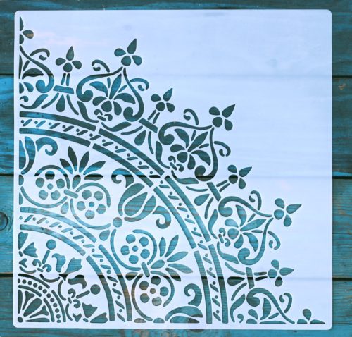 negyed mandala festő sablon 30x30 cm-es DIY stencil falra bútorra 