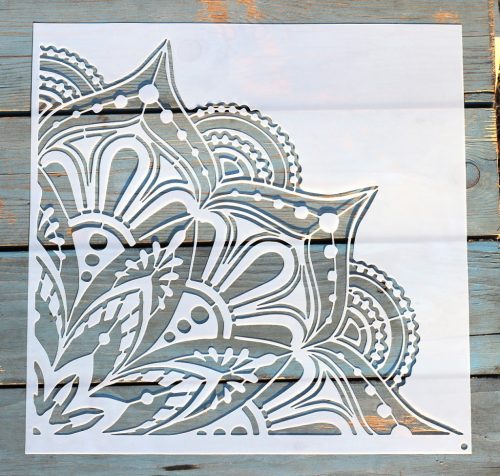 negyed mandala festő sablon 30x30 cm-es DIY stencil falra bútorra 