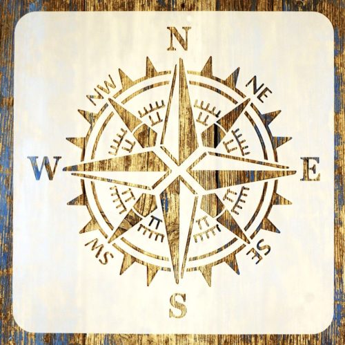 iránytű, navigátor  mintás 30x30 cm-es sablon DIY stencil falra bútorra