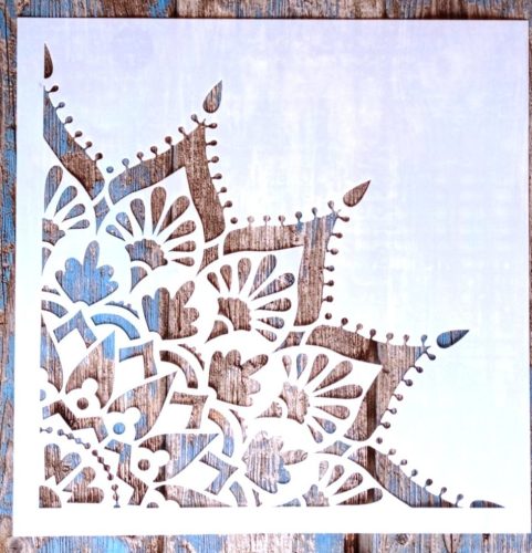  negyed Mandala mintás DIY sablon 30x30 cm-es műanyag DIY stencil falra  bútorra