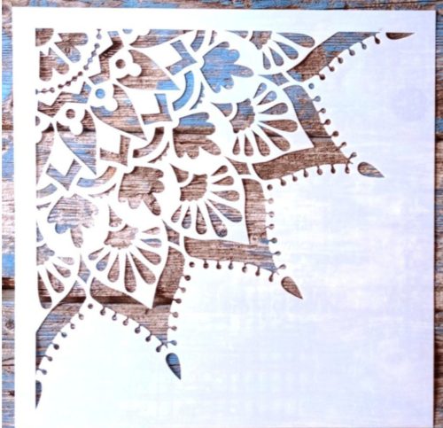 negyed Mandala mintás DIY sablon 30x30 cm-es műanyag DIY stencil falra  bútorra