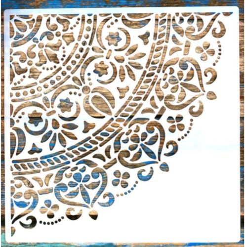  negyed Mandala mintás műanyag 3D  festő sablon 30x30 cm-es DIY stencil falra, bútorra