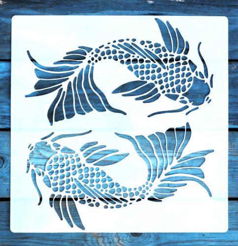 Kínai halak mintás sablon stencil  30x30 cm-es