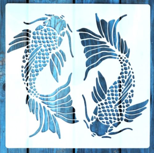 Kínai halak mintás sablon stencil  30x30 cm-es