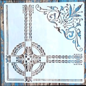  Barokk stílusú sarok stencil 30x30 cm-es műanyag DIY festő sablon 