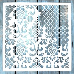 Barokk stílusú fal stencil műanyag sablon 30x30 cm-es
