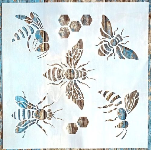 Darázs, méhecske  mintás 30x30 cm-es festő   sablon műanyag DIY stencil