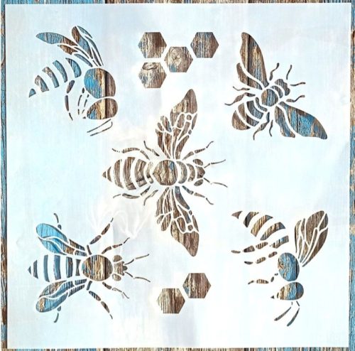Darázs, méhecske  mintás 30x30 cm-es festő   sablon műanyag DIY stencil