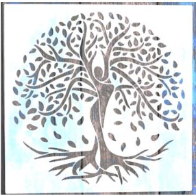   életfa, női alak  mandala sablon 30x30 cm-es műanyag DIY stencil 