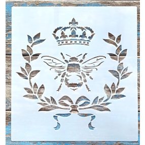   Méhes koronás műanyag fal sablon 30x30 cm-es DIY stencil falra, bútorra